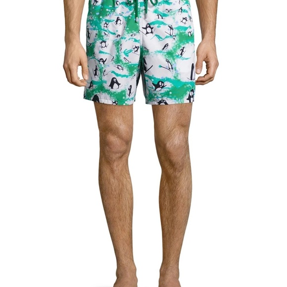 Vilebrequin Green and White SANTA’S LITTLE PENGUINS SWIM SHORTS !Size XL - Picture 1 of 12